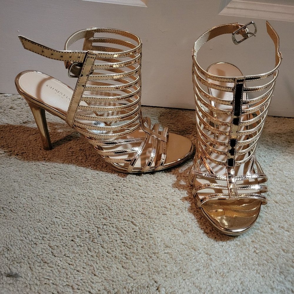 Christian Siriano gold heels